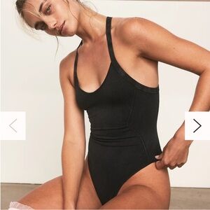 NWT FREE PEOPLE ribbed black bodysuit size M/L